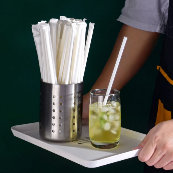 7 1/2" and 9" Jumbo White Individually Wrapped PLA Straws - 6000/Case