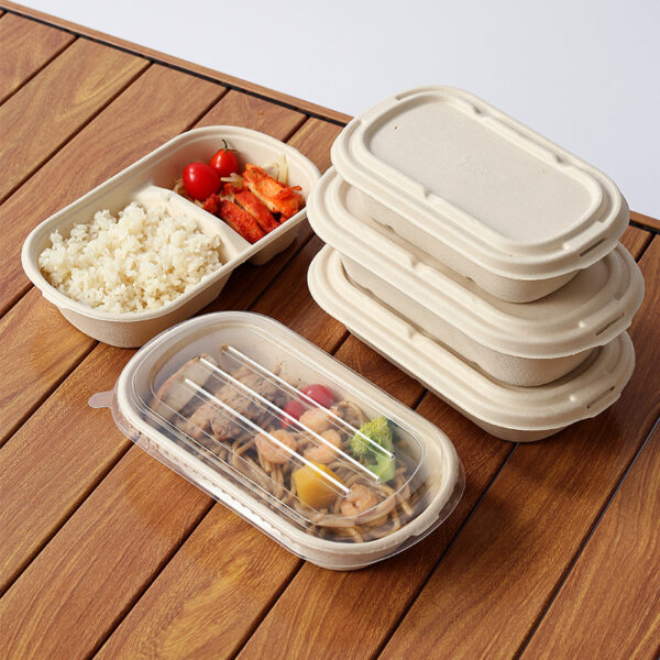 Microwavable Plant Fiber Food Container To Go Boxes with Lid - 500/Case