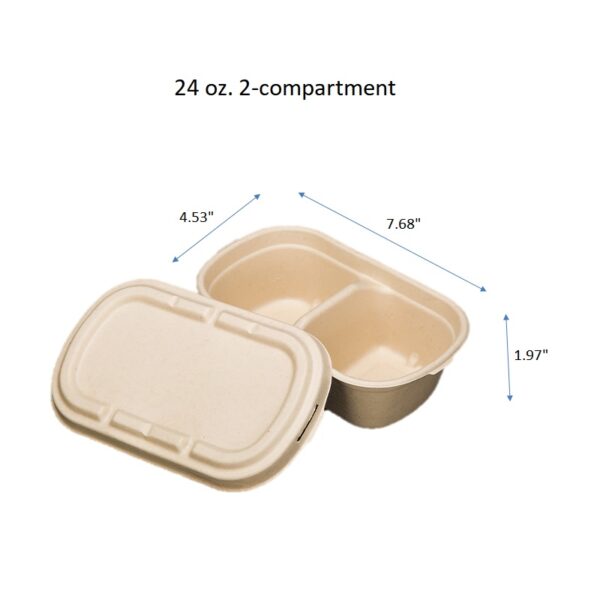 Microwavable Plant Fiber Food Container To Go Boxes with Lid - 500/Case - Image 5