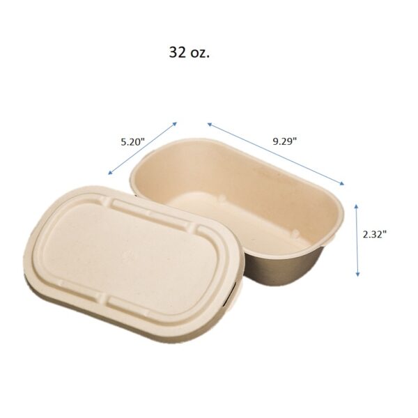 Microwavable Plant Fiber Food Container To Go Boxes with Lid - 500/Case - Image 4