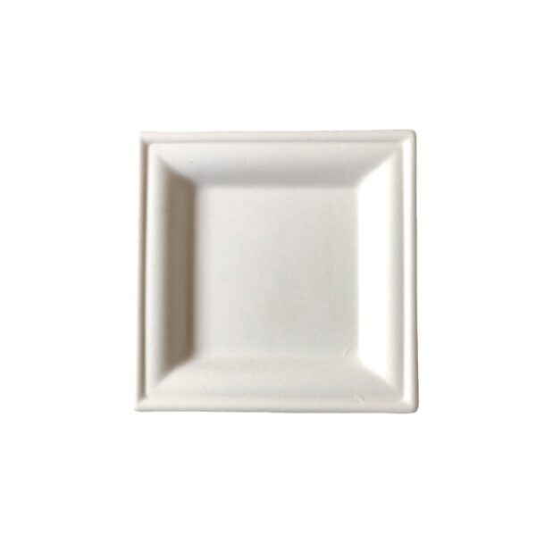 White Compostable Plant Fiber Square Plate