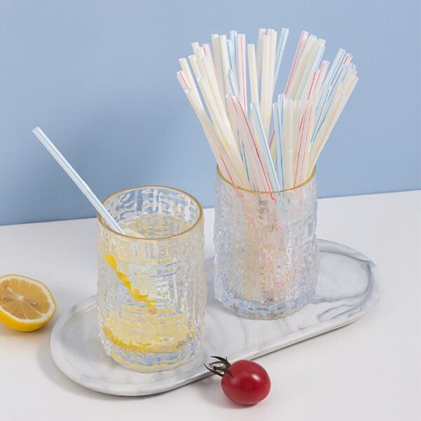 7 1/4" Flexible Colorful Striped Plastic Straws - 5,000/Case