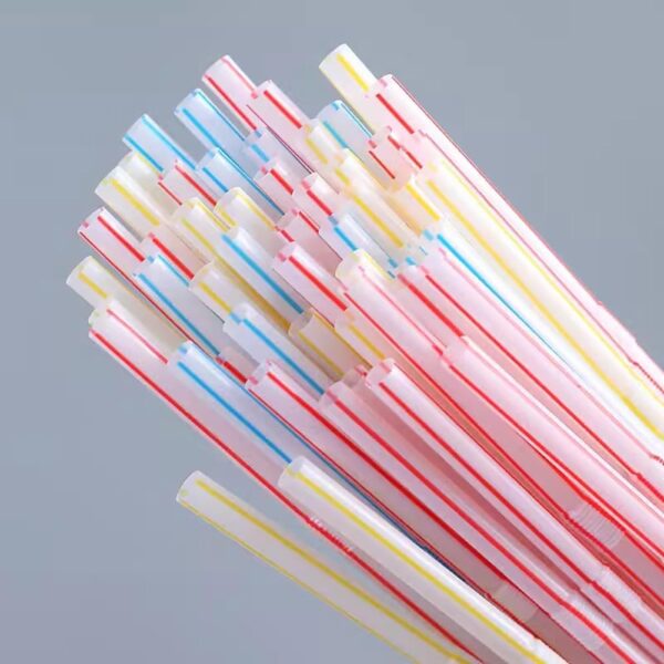 7 1/4" Flexible Colorful Striped Plastic Straws - 5,000/Case - Image 2