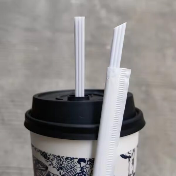 Individually Wrapped 3 Holes PLA Coffee Stirrers / Straws - 5000/Case - Image 4