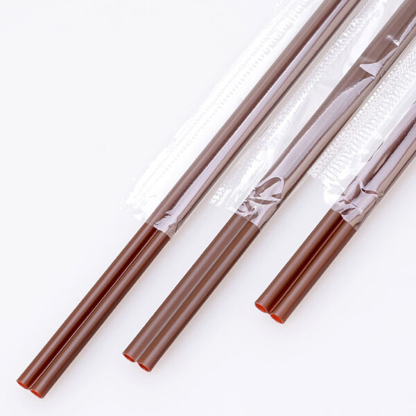 7" Individually Wrapped Brown Double Holes PP Coffee Stirrers / Straws - 5000/Case