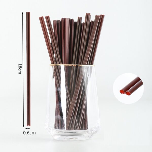 7" Individually Wrapped Brown Double Holes PP Coffee Stirrers / Straws - 5000/Case - Image 2