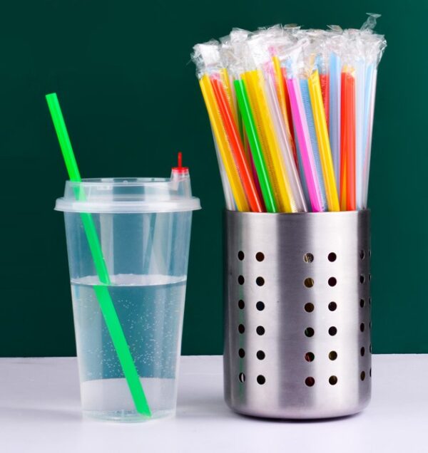 8 1/4" Individually Wrapped Jumbo Assorted Color Plastic Straws - 10,000/Case