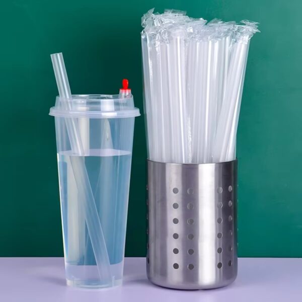 9 7/16" Colossal Individually Wrapped Plastic Straws - 3000/Case - Image 2