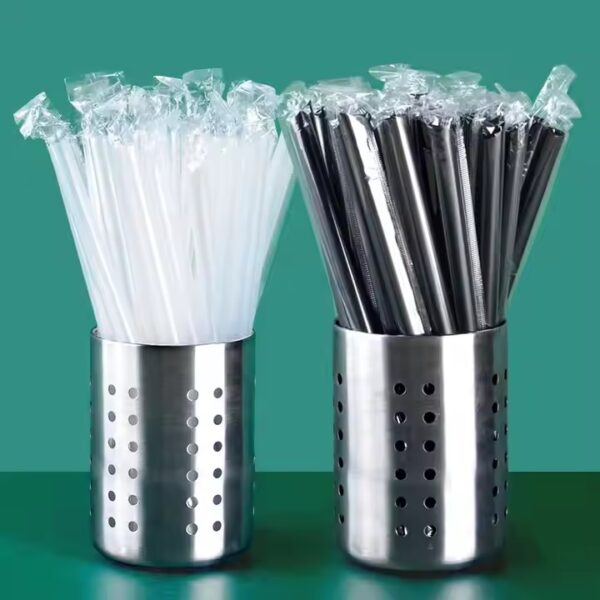9 7/16" Colossal Individually Wrapped Plastic Straws - 3000/Case