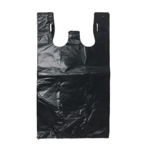 Unprinted Plastic T-Shirt Bag 1/6 Standard Size Black - 1000/Case