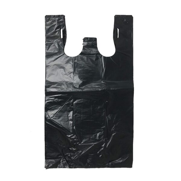 Unprinted Plastic T-Shirt Bag 1/6 Standard Size Black - 1000/Case