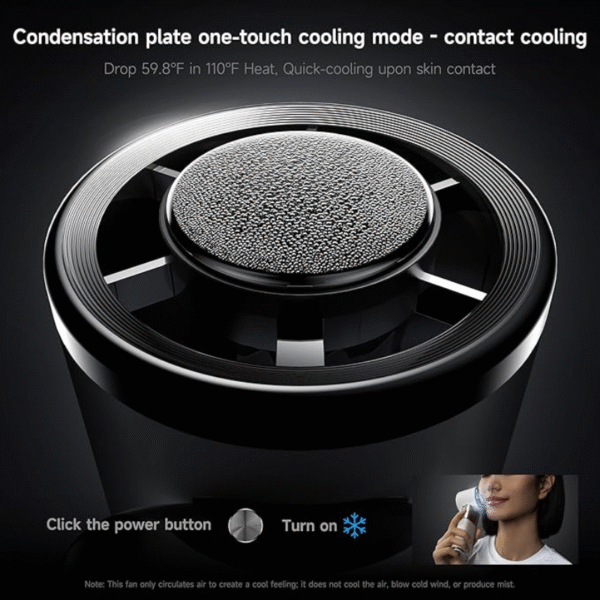 Portable Handheld Turbo Fan with Ice Cooling, 6000mAh Rechargeable Personal Fan - Image 2