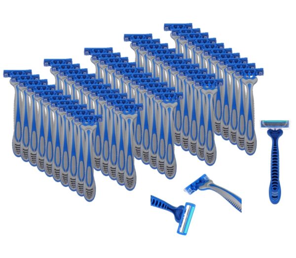 Multiple Razorblade Gripper Men’s Triple Blade Disposable Razors with Lubricating Strip ...