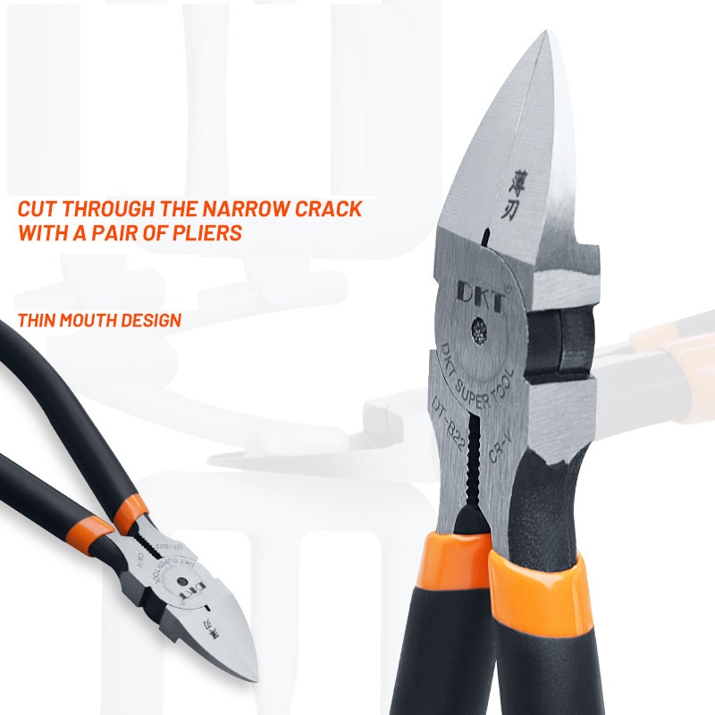 Diagonal Cutting Pliers, CR-V Chromium Vanadium Steel, Thin-Edge Blade, Anti-Slip PVC Handle - 3/Pack - Image 8