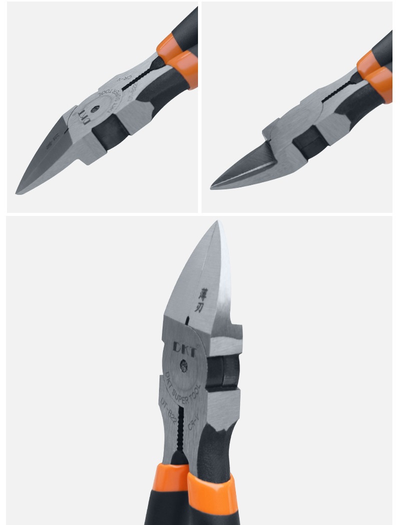 Diagonal Cutting Pliers, CR-V Chromium Vanadium Steel, Thin-Edge Blade, Anti-Slip PVC Handle - 3/Pack - Image 3