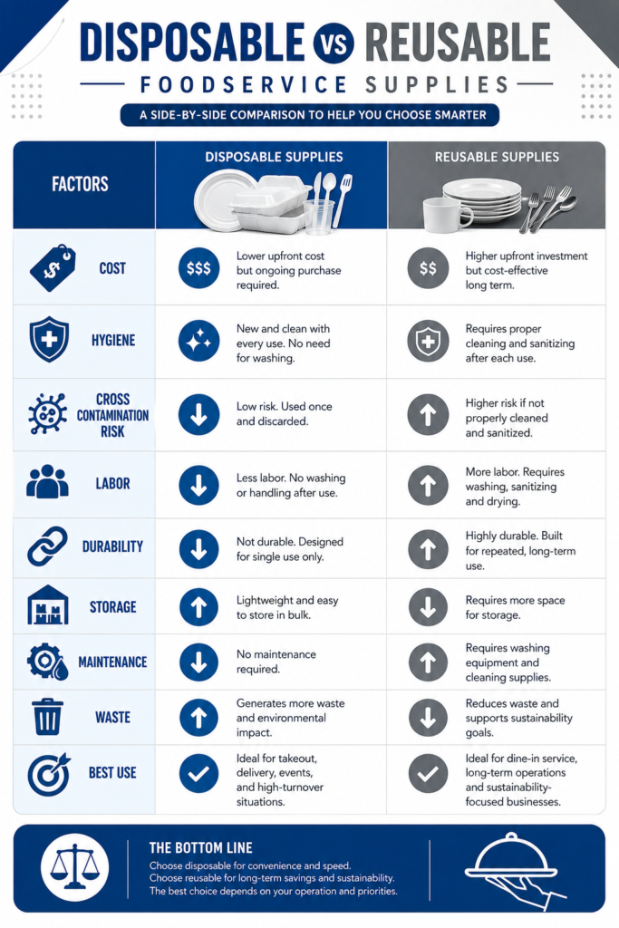 Comparison of disposable and reusable foodservice supplies
