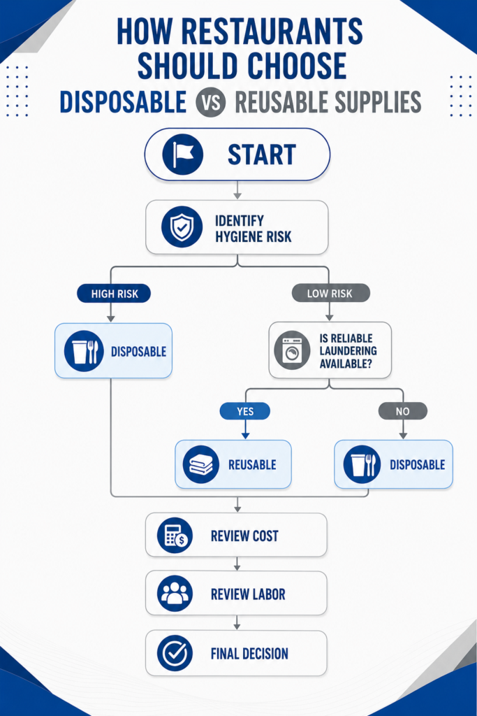 Decision framework for choosing disposable or reusable restaurant supplies